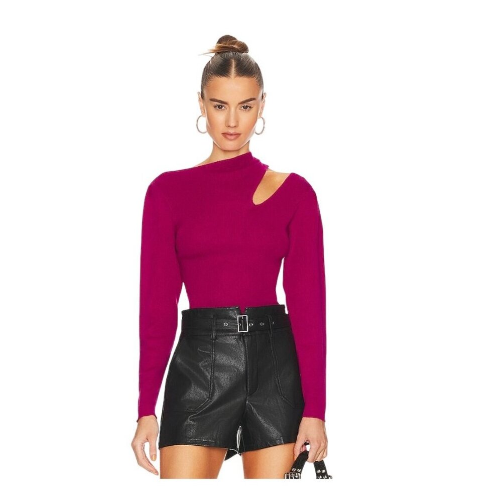NWT BCBGENERATION Cutout Shoulder Sweater XS Asymmetric Neck Night Out Date - Picture 2 of 9